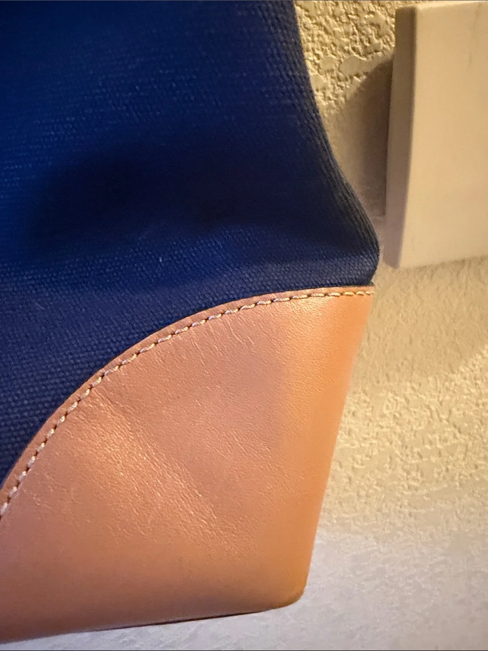 Michael Kors Navy Canvas Tote with Tan Leather Trim